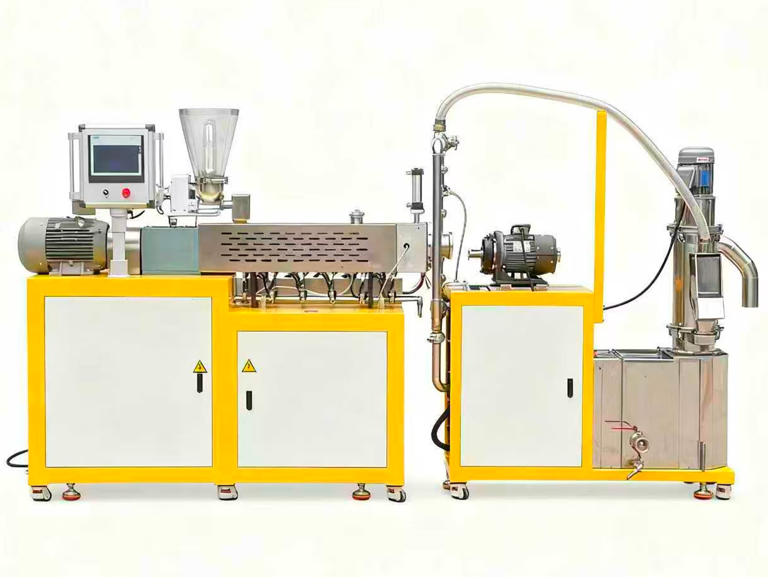 双螺杆挤出机加工 PLA 降解塑料时出现降解发黄，是温度过高还是螺杆组合不合理？